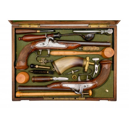 Very Fine Cased Pair of Percussion Pistols by Fatou (AH8428)