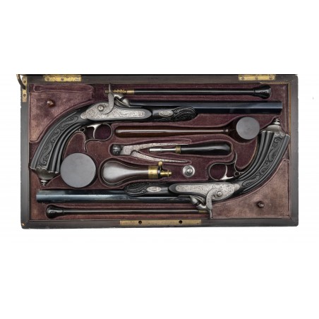 Beautiful Cased Pair of French Percussion Pistols (AH8635)