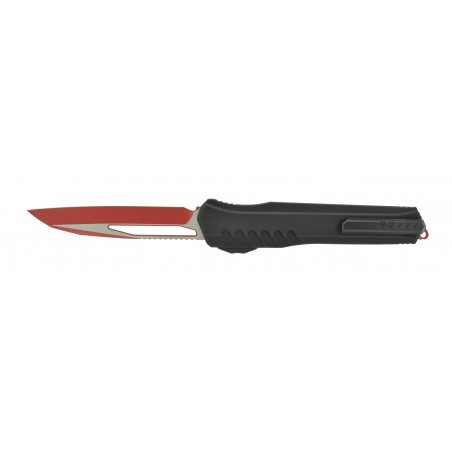 Microtech Cyher MK7 Serrated Edge Red Standard Black Hardware with Red Chip Automatic (K2106)