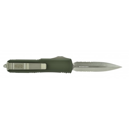 Microtech UTX-85 Double Edge OD Green Stonewash Partial Serrated Automatic (K2103)