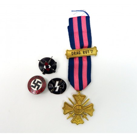 Lot of Vintage German Medal, Hitler Youth Pins, and Nazi Party Pin (MM1119)
