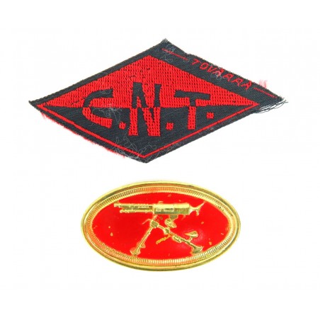 Rare Spanish Civil War Anarchist Trade Union Patch and Hotchkiss Machine Gunner Badge (MM1007)
