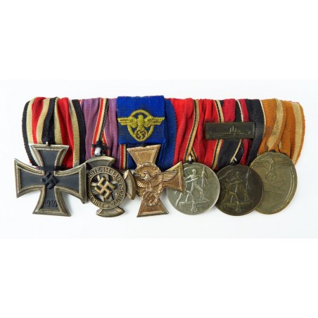 German WWII Six Medal Bar which includes The” Luftschutz-Ehrenzeichen 1c Stuf” (MM958)