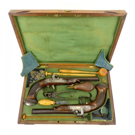 Cased Pair of French Empire Style Dueling Pistols (AH3568)