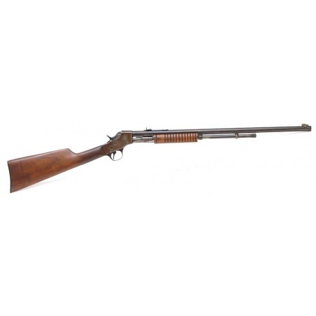 Stevens Visible Loader .22 S,L,LR caliber rifle. Barrel has good blue mixed with a smooth plum patina. Upper tang on (R9758)
