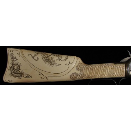 Very Rare Winchester 1892 with ivory stock engraved with the Hapsburg eagle. Gun is gold inlaid and silver inl (w2827)