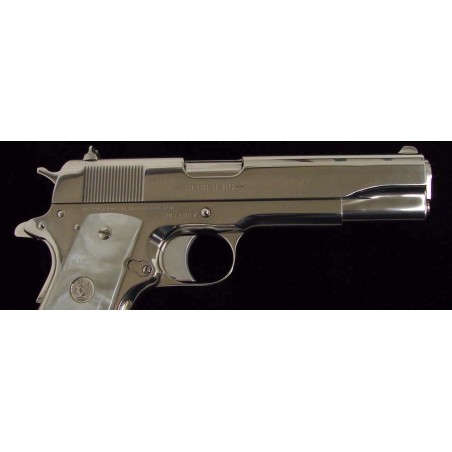 Colt 1991A1 Government .45 ACP caliber pistol. Series 80 model with custom nickel finish and fancy grips. (c4361)