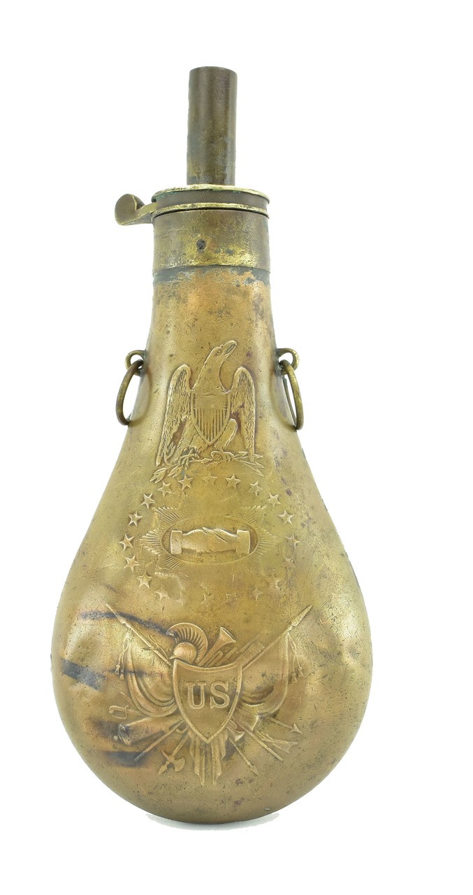 Batty Martial “Peace” Powder Flask Dated 1850 for sale.
