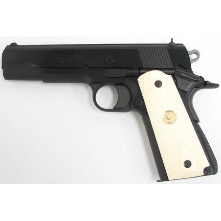 Colt Government Model .38 Super caliber pistol. Enhanced model with fancy grips. New. (c3254)