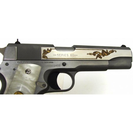 Colt Government Model .38 Super caliber pistol. Special edition deluxe model with gold decorations. New. (c3676)