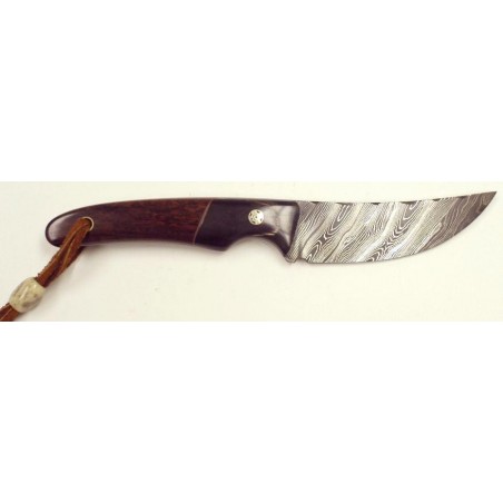 Jon Falschlehner custom knife with Damascus blade and snakewood/horn handle. (k304)
