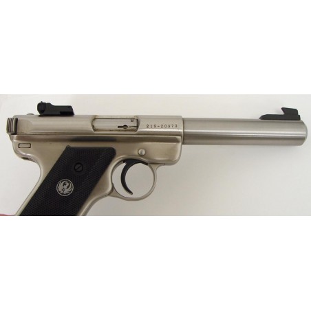 Ruger Mark II Target .22 LR caliber pistol. Stainless steel bull barrel target model in excellent condition. (pr12165)
