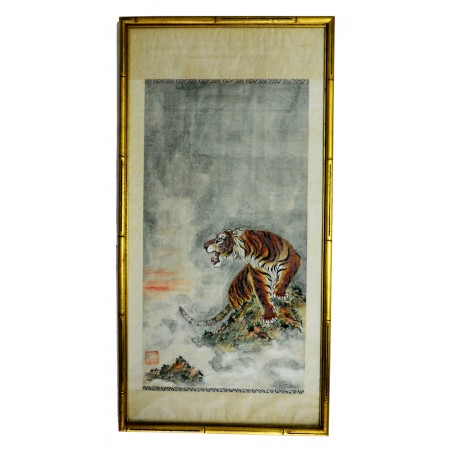 Chinese Tiger Painting on Silk (Circa 1900) (ART103)