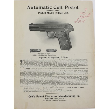 Instructional Pamphlet on Automatic Colt Pistol Pocket Model, .32 Caliber (MIS1130)