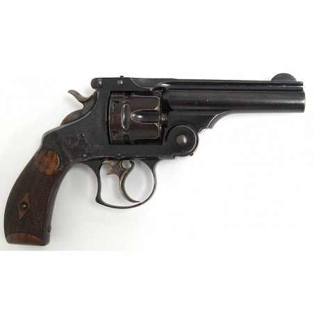Smith & Wesson D.A. Frontier .44-40 caliber revolver. Very scarce in blue finish. Hard to find 4 barrel. Rare wood grips. Good  (ah1729)