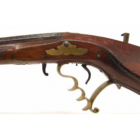 Early Air Rifle with set trigger. Rare! Bellows operated with spanner wrench aperture on side of stock. Circa 1700. Has very goo (al1901)