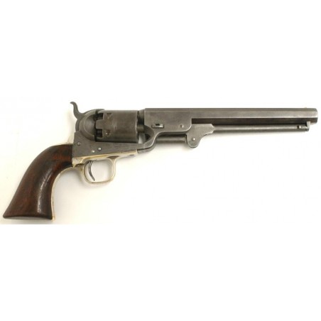 Colt 1851 Navy with Hartford address. Good cylinder scene. Sharp gun with 50% varnish on grips, 30% silver on straps. Metal is s (c2248)