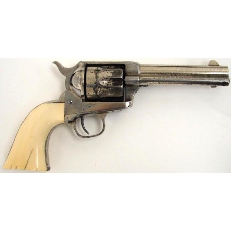 Colt Single Action .44-40 caliber Frontier Six Shooter revolver with 4 3/4 etched barrel and fine old one piece ivory grips.  (c5017)