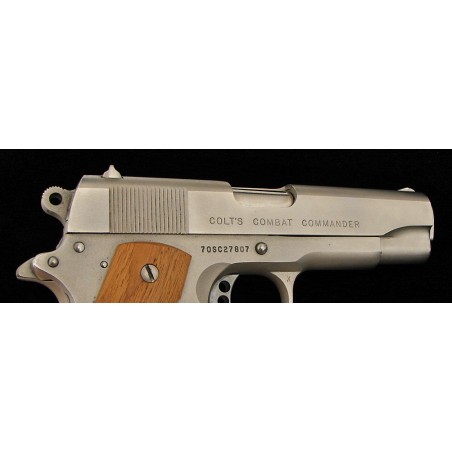 Colt Combat Commander 9 MM Para caliber pistol. 1970s vintage model with scarce 9 MM caliber. With satin nickel finish. Excellen (C6442)
