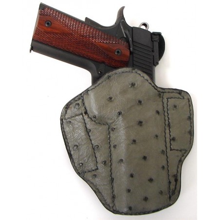 Custom Full Quill Ostrich Holster. Hand made premium grade pancake concealment holster with full coverage gray quill ostrich. Ha (h657)