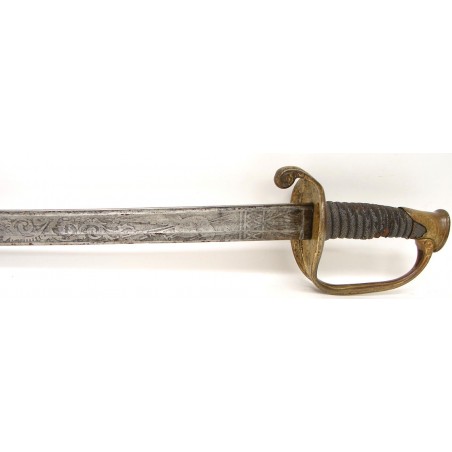 U.S. Model 1850 Foot officer sword. Presentation inscribed on scabbard Presented to Capt. D. Bayned by the Independent Schuetz, (sw881)