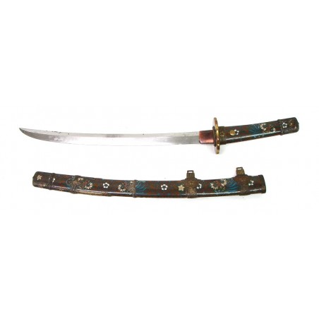 Japanese Tanto signed Kane Suo on tang. Blade is of the Koto Period or Old Blade Period. Circa 1500. Mount are Cloisonn and don (SW933)