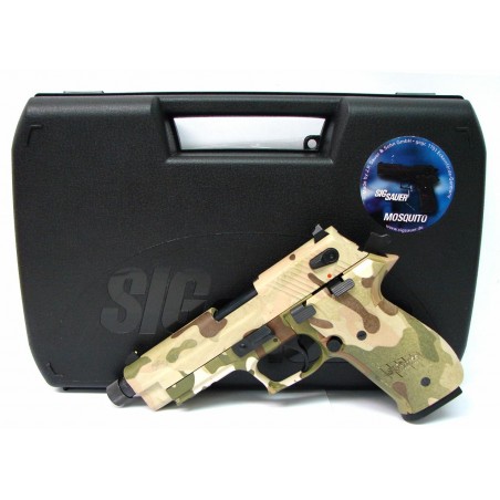 Sig Sauer Mosquito .22 LR caliber pistol. Camo finish with threaded barrel. Excellent condition with box. (PR23782)