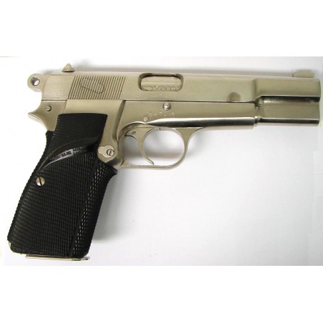 FN Hi Power 9MM PARA caliber pistol. World War II issue service pistol, customized with satin nickel finish and rubber grips. (PR23533)