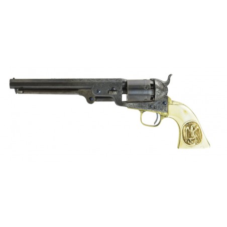 Inscribed Factory Engraved Colt 1851 Navy with Carved Mexican Eagle Ivory Grips (C14631)