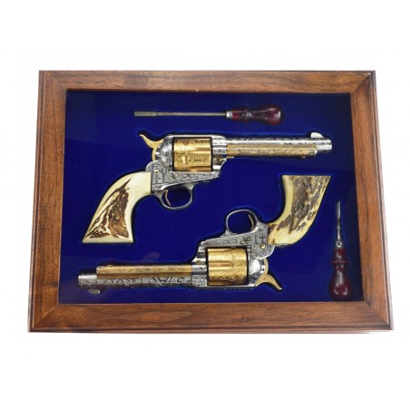 Cased Cattle Brand Engraved Colt Single Action Army Pair .38 Special and .32-20 (C13518)