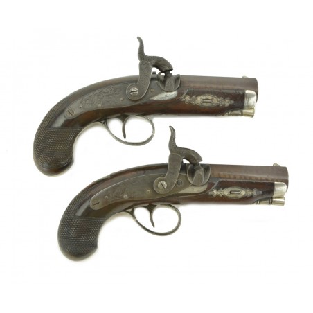 Beautiful Pair of Early Silver Mounted Henry Derringer Pistols (AH4519)