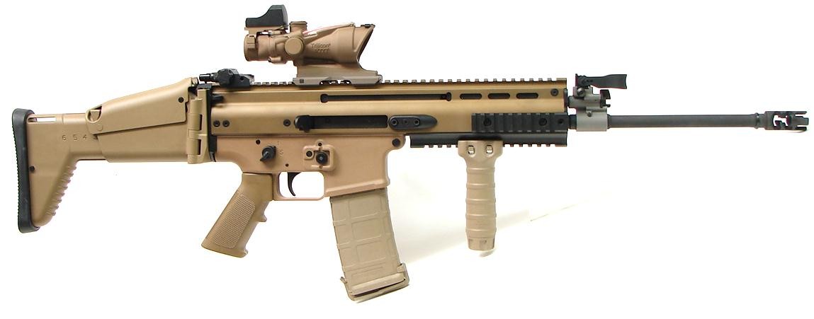 FN Scar 16S 5.56 X 45 caliber rifle. Scar Light Model Trijicon ACOG ...