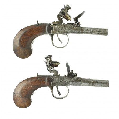 Pair of Double Barrel Flintlock Pocket Pistols (AH5593)