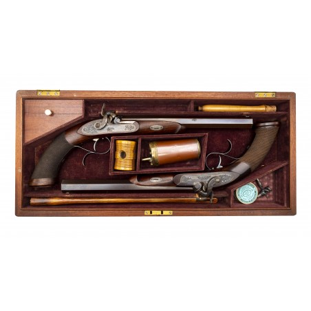 Beautiful Pair of Philadelphia Dueling Pistols by J. Evans (AH6509)