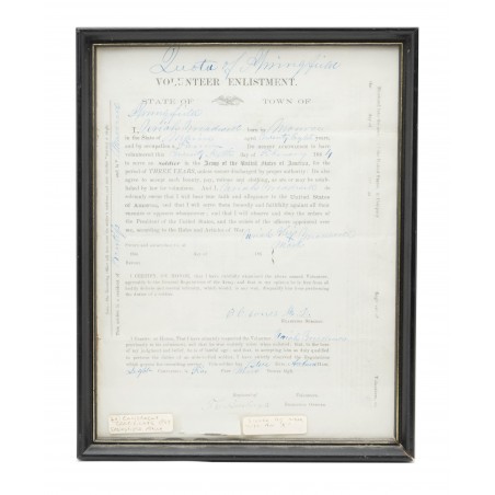 Civil War Union Army Enlistment Certificate (MIS1356)