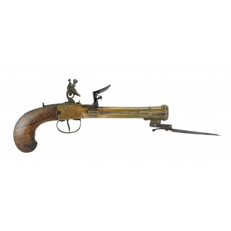 Belgian, Liege Flintlock Pistol with Spring Bayonet (AH5569)