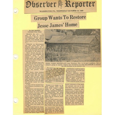 Newspaper clippings from the Observer Reporter Washington, PA dated October 16th 1968 (WEC121)