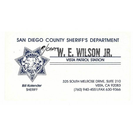 San Diego County Sheriff’s Department Card (WEC125)