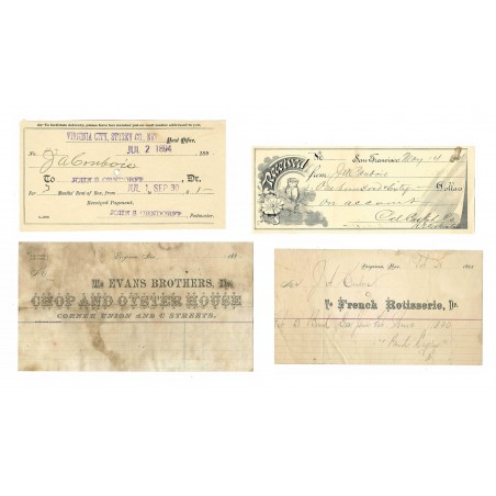 Four Antique Documents of Various Debts Late 19th Century (WEC185)