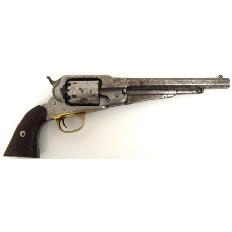 Remington 1858 revolver. Mechanically functional. Cartouche is still visible on grip. (ah2135)
