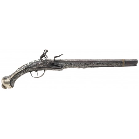Silver Inlayed Middle Eastern Flintlock Pistol (AH8157)