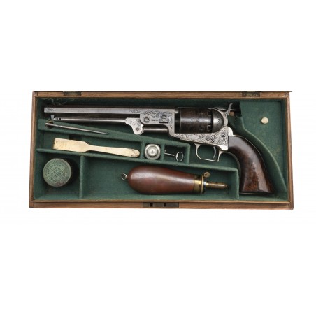 Beautiful Cased Factory Engraved Colt 1851 Square Back Navy (AH8345)