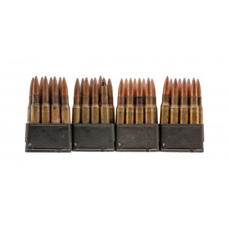 Set Of 4 M1 Garand Clips with 32 Rounds of 30-06 Sprg 150 Grain Ammo  (AM1790)